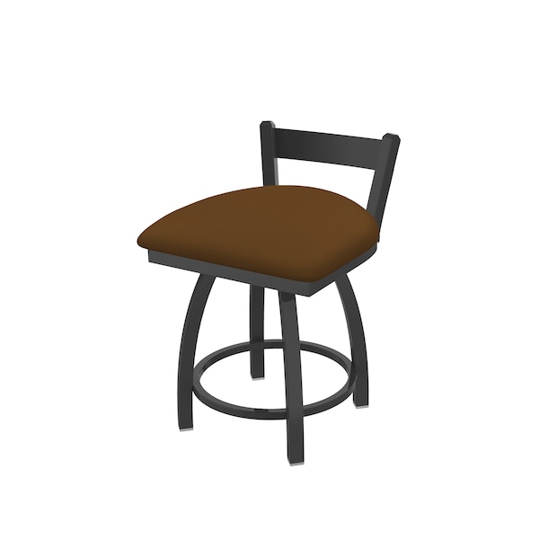 18" Low Back Swivel Vanity Stool, Pewter Finish, Canter Thatch Seat